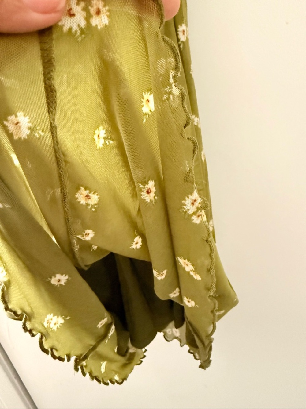 Forever 21 Olive Green Floral V-Neck Mini Dress - Picture 6 of 8